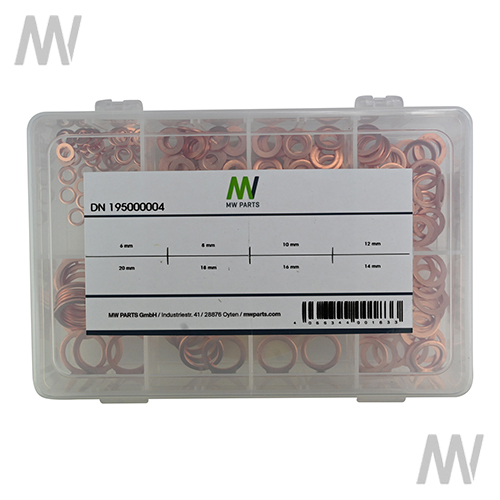 Box of assorted copper rings, metric (240 pieces) - Detail 1