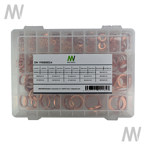 Box of assorted copper rings, metric (530 pieces) - Detail 1