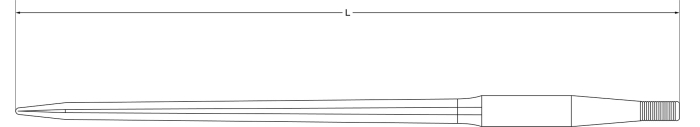 Front loader tine straight, L= 810 mm, M22 x 1,5 mm - Detail 1