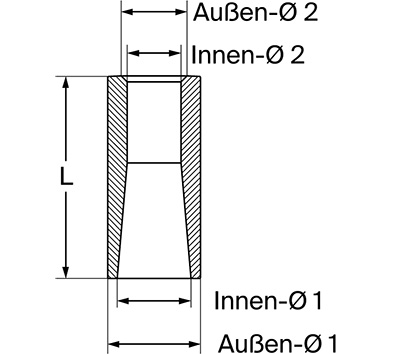 Einschweißbuchse L= 120 mm, Konus= 44 auf 32 mm - Detail 1