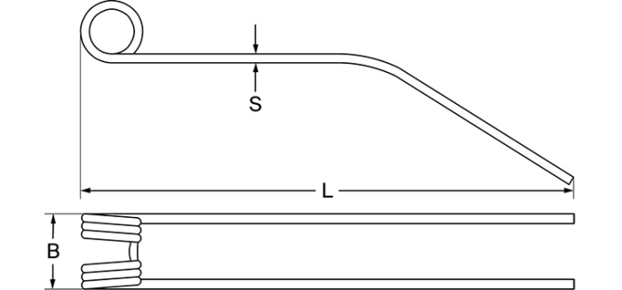 Rake tines - left/right, 595 x 85 x 9 mm, for Claas - Detail 1