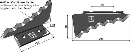 Futtermischwagen Messer links, 207 x 85 x 6 mm, für Keenan - Detail 1