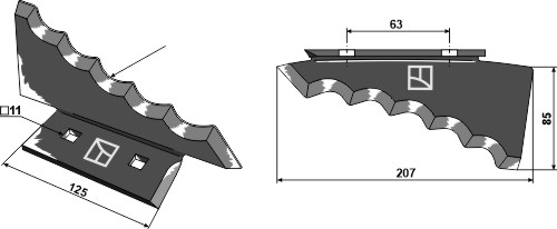 Futtermischwagen Messer rechts, 207 x 85 x 6 mm, für Keenan - Detail 1