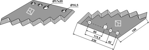 Futtermischwagen Messer, 230 x 180 x 9 mm, für Kuhn - Detail 1