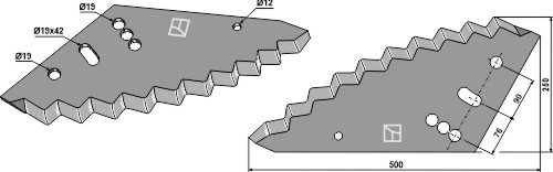 Futtermischwagen Messer, 500 x 250 x 8 mm, für Siloking, Meyer - Detail 1