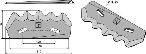 Futtermischwagen Messer links, 210 x 90 x 5 mm, für Strautmann - Detail 1