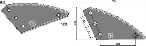 Futtermischwagen Messer, 400 x 210 x 5 mm, für Strautmann - Detail 1