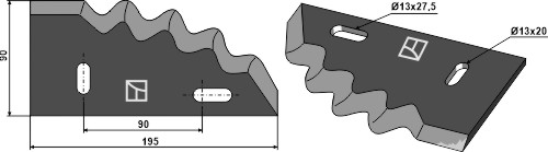 Futtermischwagen Messer links, 195 x 90 x 5 mm, für Himel, Italmix, Gilioli, Peecon - Detail 1