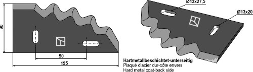Futtermischwagen Messer links, 195 x 90 x 5 mm, für Himel, Peecon - Detail 1