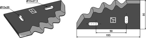 Futtermischwagen Messer rechts, 195 x 90 x 5 mm, für Himel, Peecon - Detail 1