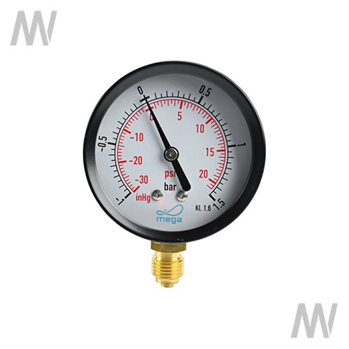 Vakuum-Manometer -1 bis +1,5 Bar Anschluss unten - Detail 1