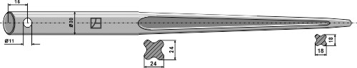 Front loader tine, straight, L= 760 mm - Detail 1