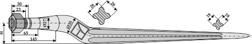 Silozinken gekröpft, L= 800 mm, M20 x 1,5 - Detail 1