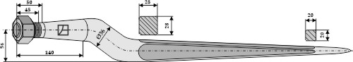 Silozinken gekröpft, L= 820 mm, M22 x 1,5 mm - Detail 1