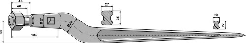 Silozinken gekröpft, L= 920 mm, M22 x 1,5 mm - Detail 1