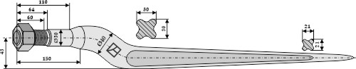 Silozinken gekröpft, L= 920 mm, M27 x 1,5 mm - Detail 1