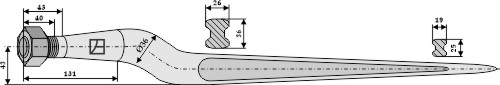 Silozinken gekröpft, L= 900 mm, M22 x 1,5 - Detail 1