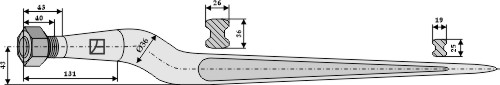 Silage tine cranked, L= 900 mm, M22 x 1,5 mm - Detail 1