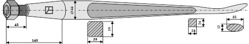 Spoon tines straight, L= 1400 mm, M28 x 1,5 mm - Detail 1
