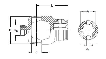 Baureihe P (Power Drive), Bautyp: RG P, mit Spannstiftbohrung für Weitwinkel-Gelenkwellen 80° - Detail 1