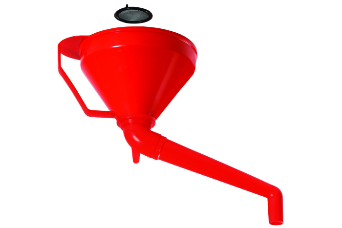 Funnel plastic, orange, 160 mm, with angle spout - Detail 1