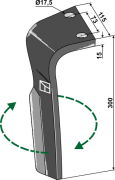 Kreiseleggenzinken, rechte Ausführung, L=300 mm, für Lemken - More 2