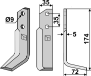 Fräsmesser, rechte Ausführung, L= 174 mm, für Nibbi, Bruno-Decimo - More 2