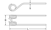 Rake tines - white, 555 x 80 x 8,5 mm, for Pöttinger - More 2