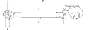 Fanghaken-Oberlenker, Kat. 2, L= 515 - 755 mm, M30 x 3,5 mm - More 2