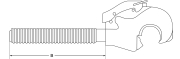 Oberlenker Fanghaken, Rechtsgewinde, Kat. 2-3, M30 x 3 mm, Gewindelänge: 210 mm - More 2
