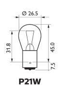 Ball lamp, P21W, 12V, BA15s, VE2 - More 3