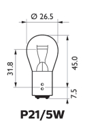 Kugellampe P21/5W 12V  BAY15d VE10 - More 3