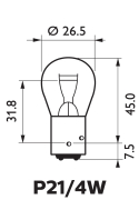 Ball lamp, P21/4W, 12V, BAZ15d, VE2 - More 3