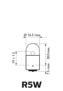 Ball lamp, R5W, BA15s, 12V, BA15s, VE2 - More 3