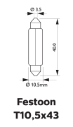 Sofitte, T10.5x43, 12V, 10W, SV8.5, VE2 - More 3