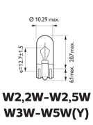 Glass base lamp, W5W, 12V, W2.1x9.5d, VE2 - More 3