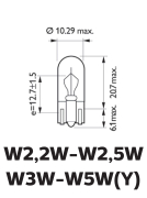 Glass base lamp, W5W, 12,V W2.1x9.5d, VE10 - More 3