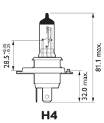 MasterDuty H4 halogen lamp, 24V, 75/70W, P43t-38 - More 3
