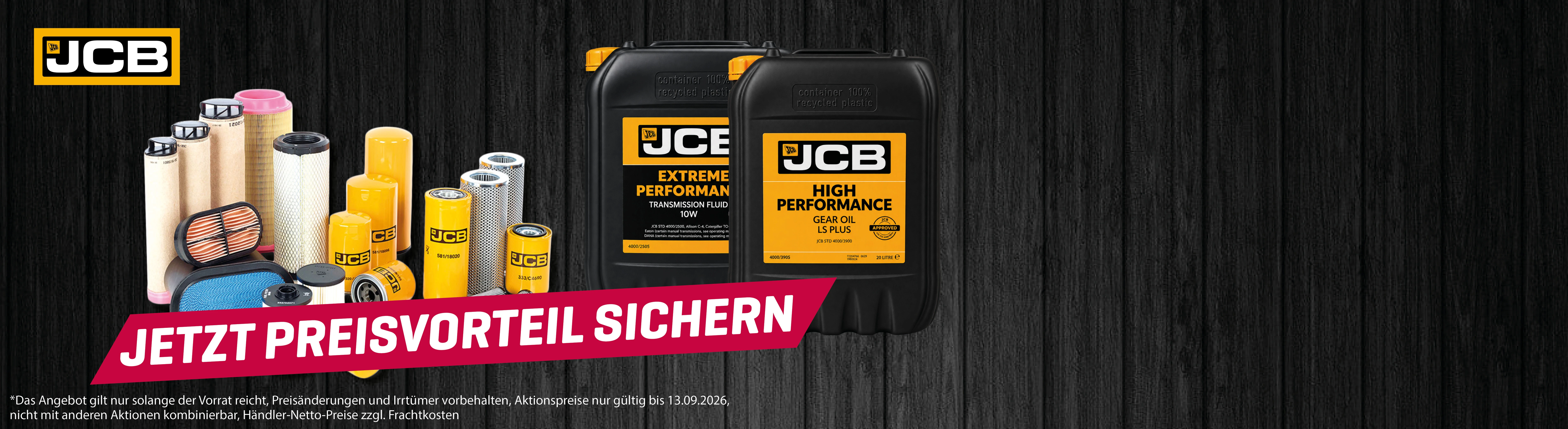 <p style="text-align: center;"><font size="6">Spare bei original JCB Filtern und Schmierstoffen!</font></p>